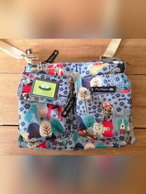 Lily Bloom Blue Multicolor Dog Print Crossbody Bag